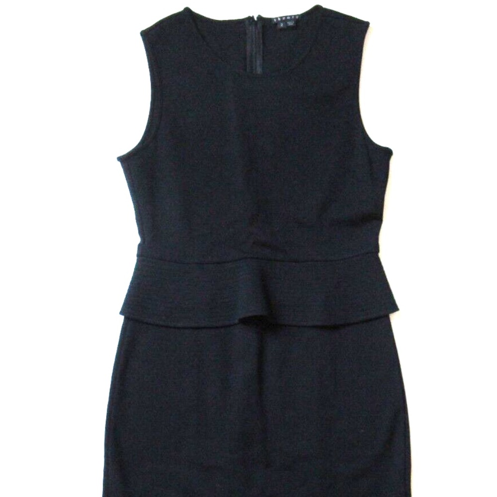 Theory Black Sleeveless Peplum Dress Size 0 Business Casual!